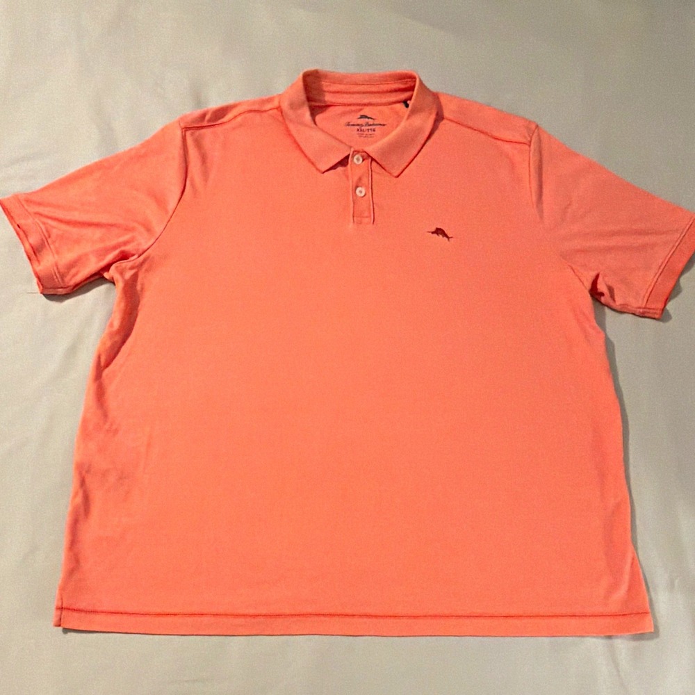 Tommy Bahama Island Zone Men's 2XL Big & Tall Orange Knit Golf Polo Logo